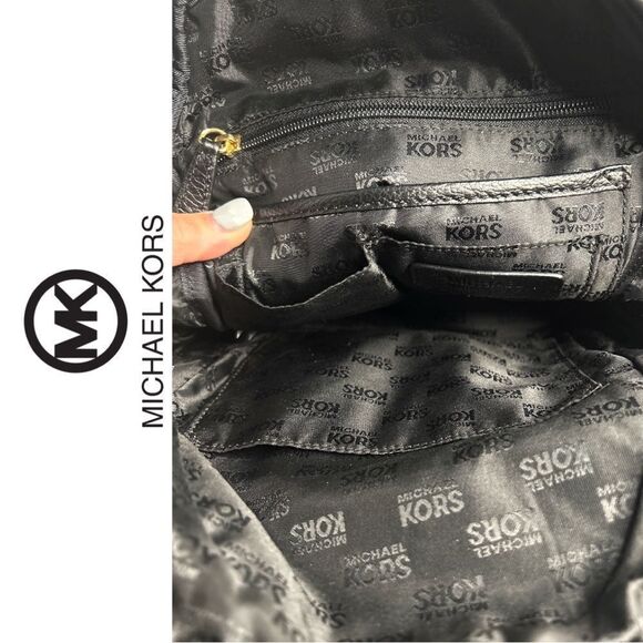 Michael Kors Black Leather Backpack with Gold-Tone Hardware - Picture 4 of 4